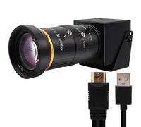 Hotpet Cámara web con puerto USB 4K para monitor simultáneo, grabación de vídeo, zoom tipo C, lente varifocal manual de 5-50 mm para transmisión en vivo, computadora, laptop, Raspberry Pi, Windows