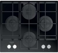 Hotpoint HAGS61FBK Quemador Encimera A Gas Vidrio Negro 60 CM 4 Hierro Fundido