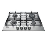 Hotpoint PPH 60G DF/IX Placa de gas Empotrable | Clase energética - | 4 fuegos de gas, Encendido electrónico, Parrillas esmaltadas