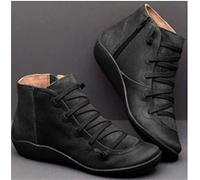 HOTRA Botines Mujer Botines con Cremallera Lateral Moda Punta Redonda Zapatos Planos Antideslizante Impermeable Botas de Nieve Casuales (Color : Negro, Size : 37 EU)