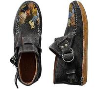 HOTRA Mocasines para Mujer Resbalón en Ancho Ancho Zapatos Planos con Estampado de Gatos Zapatillas de Correr para Caminar Zapatillas Casual Plataforma (Color : Black, Size : 37 EU)