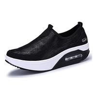 HOTRA Zapatillas Ortopédicas Mocasines Botas de Mujer Cuña de Plataforma Zapatos para Caminar Cuero Espuma de Memoria Ponerse Zapatillas Casual (Color : Black 1, Size : 39 EU)