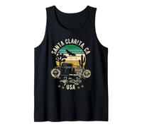 Hotrod de Santa Clarita, California, EE. UU., diseño Retro de Puesta de Sol Camiseta sin Mangas