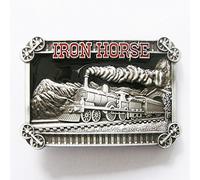 hotrodspirit - Hebilla de cinturón de acero antiguo tren, caballo de acero, diseño de caballo