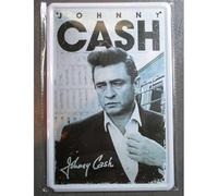 hotrodspirit - Placa Johnny Cash fondo blanco Rock Roll Star Country chapa