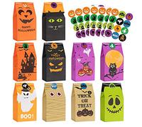 HOTSAN Bolsas de golosinas de Halloween para Fiestas - 50 Bolsas de Dulces de Halloween para niños para Trucos o golosinas + 60 Pegatinas de Halloween，Bolsas, Suministros para Fiestas