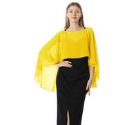 Hotshawl Capelets de gasa para mujer, chales y envolturas para vestido de noche, capas de boda, Amarillo Oro, Talla única