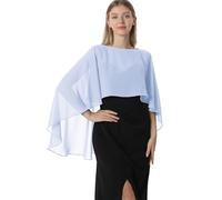 Hotshawl Capelets de gasa para mujer, chales y envolturas para vestido de noche, capas de boda, Azul/claro, Talla única