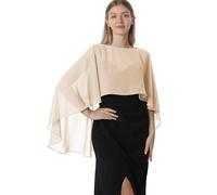 Hotshawl Capelets de gasa para mujer, chales y envolturas para vestido de noche, capas de boda, Champán, talla única