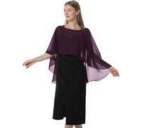 Hotshawl Capelets de gasa para mujer, chales y envolturas para vestido de noche, capas de boda, Ciruela, Talla única