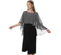 Hotshawl Capelets de gasa para mujer, chales y envolturas para vestido de noche, capas de boda, Gris-oscuro, Talla única