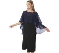 Hotshawl Capelets de gasa para mujer, chales y envolturas para vestido de noche, capas de boda, marino, Talla única