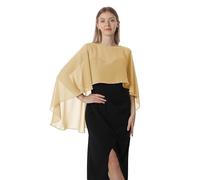 Hotshawl Capelets de gasa para mujer, chales y envolturas para vestido de noche, capas de boda, Oro, Talla única