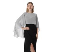Hotshawl Capelets de gasa para mujer, chales y envolturas para vestido de noche, capas de boda, Plata Gris, Talla única