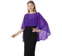 Hotshawl Capelets de gasa para mujer, chales y envolturas para vestido de noche, capas de boda, Púrpura, Talla única
