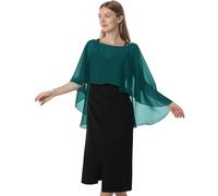 Hotshawl Capelets de gasa para mujer, chales y envolturas para vestido de noche, capas de boda, verde azulado, Talla única