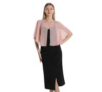 Chales y capelets suaves de gasa para vestido de noche, boda, capa de chal, accesorios para mujer estilo años 20, Rosa (Blush), Talla única