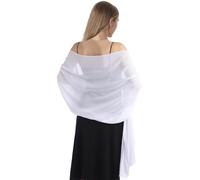 Hotshawl Chales y envolturas de gasa para vestidos de noche para mujer, elegante bufanda suave, bufanda de novia, estola de boda, Blanco (gasa), Talla única