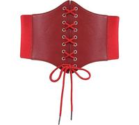 HOTSO Cinturones Ancho para Mujer Cintura Elástica Ancha Correa de Piel con Cordones Corsé Cinturón retro