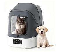 HotSoul Caja secadora automática actualizada para mascotas con ventiladores duales de 86 CFM, diseño plegable de 60 L, flujo de aire silencioso de 360°, control de temperatura/tiempo, soplador de pelo