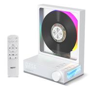 HOTT Reproductor de CD de escritorio con mando a distancia, reproductor de CD Bluetooth 5.3 con luces RGB, altavoz HiFi, reproducción de tarjetas TF y transcripción, pantalla LED, temporizador (blanco