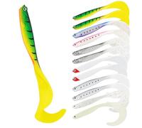 HOTUT 12 Piezas Soft Señuelos de Pesca, Señuelos Blandos, de Goma para Lubina, Sábalo, Lucio, Trucha, Pesca de Carnívoros, Señuelo De Pesca Simulado para Peces Depredadores