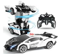 HOTUT 2 in 1 Robot RC Car,2.4GHz Transform Juguete Coche Teledirigido,Coche de Policía Teledirigido,con LED,Batería Recargable,Radiocontrol Coche de Juguete Teledirigido Niños Niñas 3-10 Años