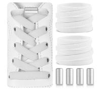 HOTUT 2 Pares Cordones Elásticos Sin Nudo con Hebilla Metal, Cordones Ajustables y resistentes, Planos, Cordones de Zapatos para Niños, Adultos, Aptos en Zapatos y Zapatillas (Blanco)