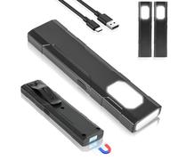 HOTUT 2 Piezas Antorcha EDC plana, linterna LED recargable USB C con COB con base magnética y clip de hebilla adecuada, 450 Lumenes, 5 Modos de Luz, para mantenimiento, camping, senderismo, DIY, Emerg