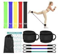 HOTUT 2PCS Tobillera para Polea con Doble Anilla En D Correa para Tonificar Músculos,5Pcs Bandas Elasticas Fitness,Equipo De Entrenamiento De Glúteos con Bolsa Almacenamiento para Hombres y Mujeres