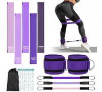 HOTUT 2PCS Tobillera para Polea con Doble Anilla En D Correa para Tonificar Músculos,5Pcs Bandas Elasticas Fitness,Equipo De Entrenamiento De Glúteos con Bolsa Almacenamiento para Hombres y Mujeres
