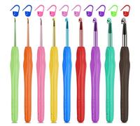 HOTUT Agujas Crochet,9pcs 9 Tamaños Agujas de Ganchillo con ErgonóMico Suave Antideslizante Mangos de Silicona,Agujas De Ganchillo Y Marcadores,Ganchillo Set,Kit Conjunto Agujas de Ganchillos