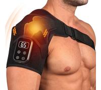 HOTUT Almohadilla Térmica Inalámbrica Para Masaje De Hombro,Soporte de Hombro para Izquierdo/Derecho para Alivio del Dolor,Deporte,Bursitis y Tendinitis,Unisex Hombre y Mujer(Negro)