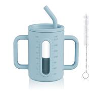 HOTUT Aprendizaje Bebé y Niños Pequeños, Vaso Entrenamiento con Silicona Pajita, Taza de silicona para sorber con Asas, Antiderrame Libre de BPA, para aprender a beber, Lote de 210ml
