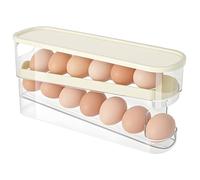 HOTUT Caja de Almacenamiento de Huevos, 2 Capas Organizador Frigorifico, Nevera Soporte Rodante Para Huevos Estante para 12 Huevos, Huevera Para Nevera, Organizador de Huevos para Cocina