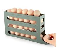 HOTUT Caja de Almacenamiento de Huevos, 4 Capas Organizador Frigorifico, Nevera Soporte Rodante Para Huevos Estante para 30 Huevos, Huevera Para Nevera, Organizador de Huevos para Cocina - Gris