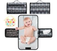 HOTUT Cambiador Bebe Portatil Impermeable, Cambiador de Viaje Bebe, Cambiador Bebe Plegable Acolchado, Acolchado e Impermeable, Pañuelo Incorpora, Bolsillos, Regalos para Bebes Recien Nacidos