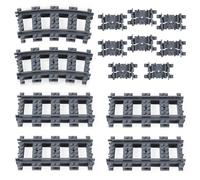 HOTUT City Vías para Tren de Juguete,20pcs Vías de Tren,Vías de Tren Rieles de la Ciudad Rieles de Bloques de Construcción de Ciudad,Compatible con Todas Las Grandes Marcas,Juguetes de Construcción