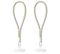 HOTUT Cordón de Correa de Muñeca de Mano, 2 unidades Cadena para Teléfono Móvil Corta con Parche Ultrafino, Antipérdida, Longitud Ajustable para Teléfono Móvil Camara Teclas Cartera -Beige Claro