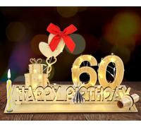 HOTUT Cumpleaños Regalo De Dinero De Madera, Números Decorativos de 60 Años, Regalos mujeres hombres 60 Años, Regalos de Dinero cumpleaños Signo de Madera