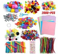 HOTUT DIY Creativo Kit Manualidades Material, 2000+ Kit Manualidades Niños, DIY Art Supplies Creativo Regalo Labores con Limpiapipas, Pompoms, Wiggle Eye,Cuentas, Lentejuelas para 4-10 Años Niño Niña