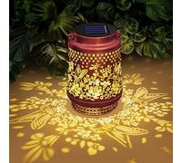 HOTUT Farolillos Solares Exterior de Colibrí, Lámpara Solar Jardín Linterna Solar LED Farol de Metal Impermeable Luz Exteriores Luces Solares Colgante para Patio Terraza Camino Fiesta Navidad Camping