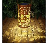 HOTUT Farolillos Solares Exterior de Mariposa, Lámpara Solar Jardín Linterna Solar LED Farol de Metal Impermeable Luz Exteriores Luces Solares Colgante para Patio Terraza Camino Fiesta Navidad Camping