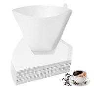 HOTUT Filtro de Café, 100 Piezas Papel de Filtro de Café Desechable, U103 forma de cono para café americano para Filtros Manuales, Cafeteras y Vasos Filtrantes - Blanco