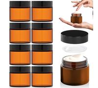 HOTUT Frasco de Crema Facial de Vidrio,8pcs 60ml Tarro Ámbar de Crema de Cosmético,Ámbar Tarros de Cristal,Cosmética Tarro Vacío Crema de Viaje con Tapón Rosca Lata Vacia,para Cosméticos,Crema,Pasta