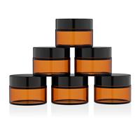 HOTUT Frasco de Vidrio Ámbar para Crema Facial, 6 Unidades 30g, Tarro Cosmético Vacío de Viaje con Tapón Rosca, para Pasta