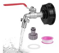 HOTUT Grifo IBC de 1/2", 1000 l para depósito de agua con adaptador IBC S60X6, accesorios para tanques IBC, grifo de depósito IBC de 3/4 pulgadas, 1000 litros, accesorios para tanque de agua