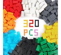 HOTUT Ladrillos de construcción,320 Piezas 2x4 Bloques de Construcción,Ladrillos Clásicos Compatible con Todas Las Classic Marcas,Building Blocks,Bloques Construcción Niños,Multicolores