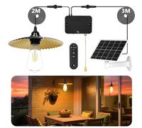 HOTUT Lámparas Solares para Exterior e Interior con Mando a Distancia, IP54 luz Automática de Anochecer a Amanecer a Prueba de Agua, Minutero, Carga USB, para Jardín, Balcón, Terraza, Pérgola, Caseta