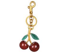 HOTUT - Llavero de cereza, colgante de bolsa con forma de cereza, llavero para mujer, accesorio de moda para bolso o llave para coche, regalo para mujer o San Valentín, Rojo - Hojas